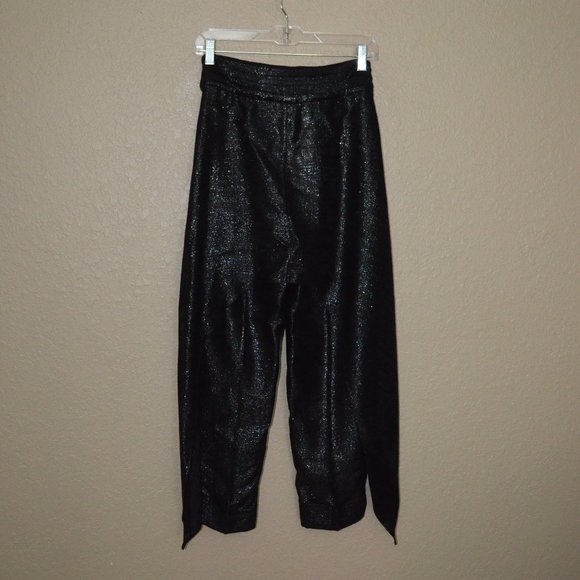 NWOT Sz 4 Hellessy Black Metallic Avedon Tie Waist Drape Panel Pants - Picture 8 of 11
